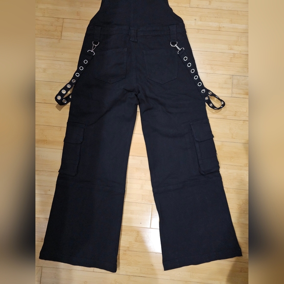 Dolls Kill Rare The Grave Girls Punk Goth Black Tough Life Denim Overalls S M - Picture 12 of 14
